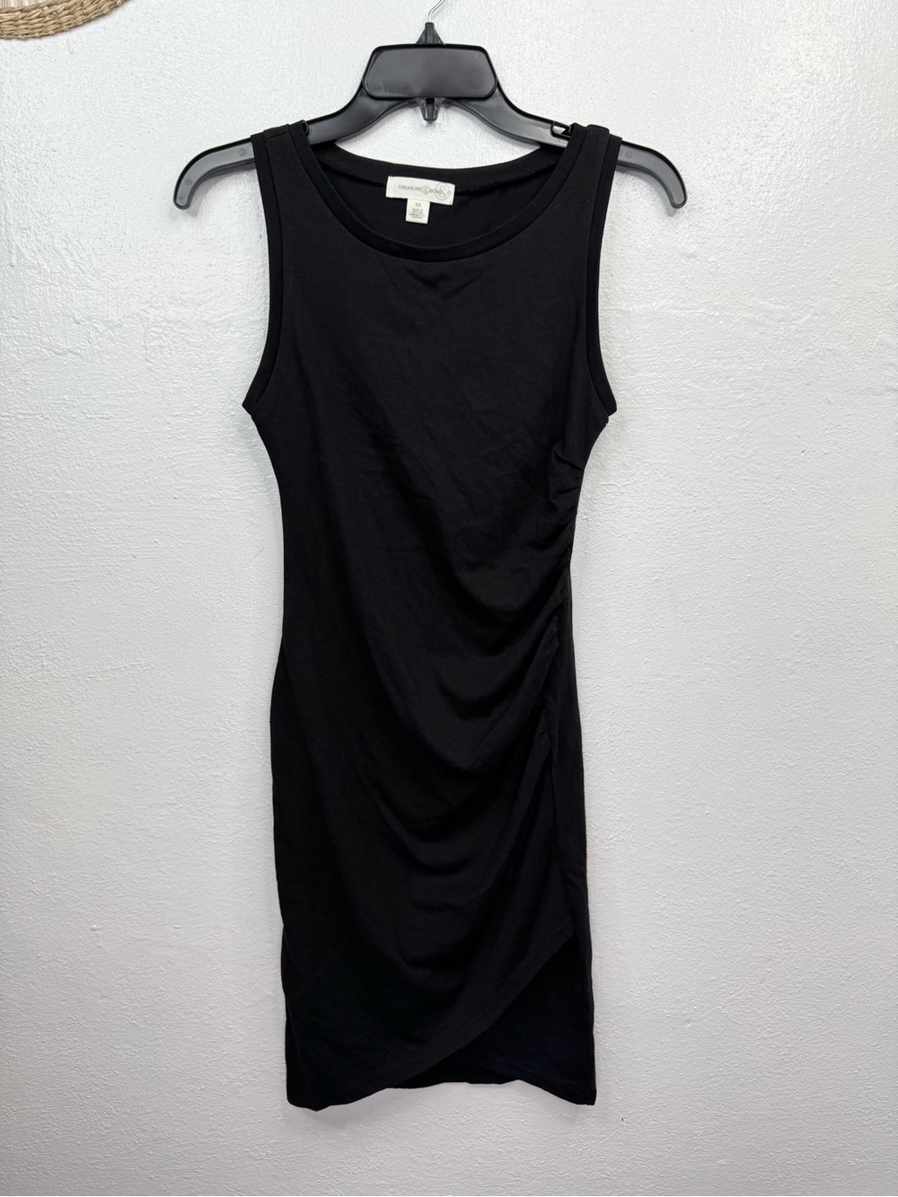 Treasure & Bond Dress Womens XS Black Ruched Side Sleeveless Bodycon